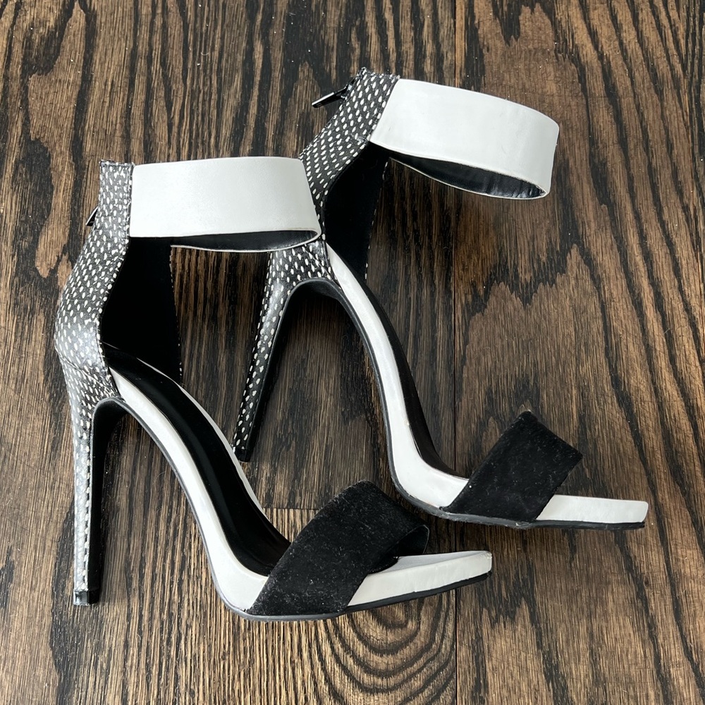 Black and white heels
